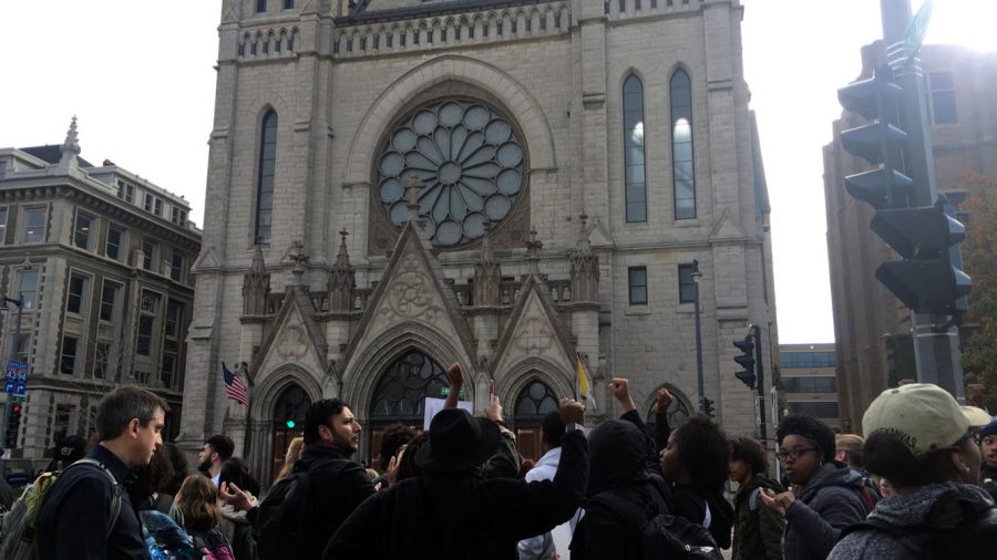 Students march on Wisconsin Ave