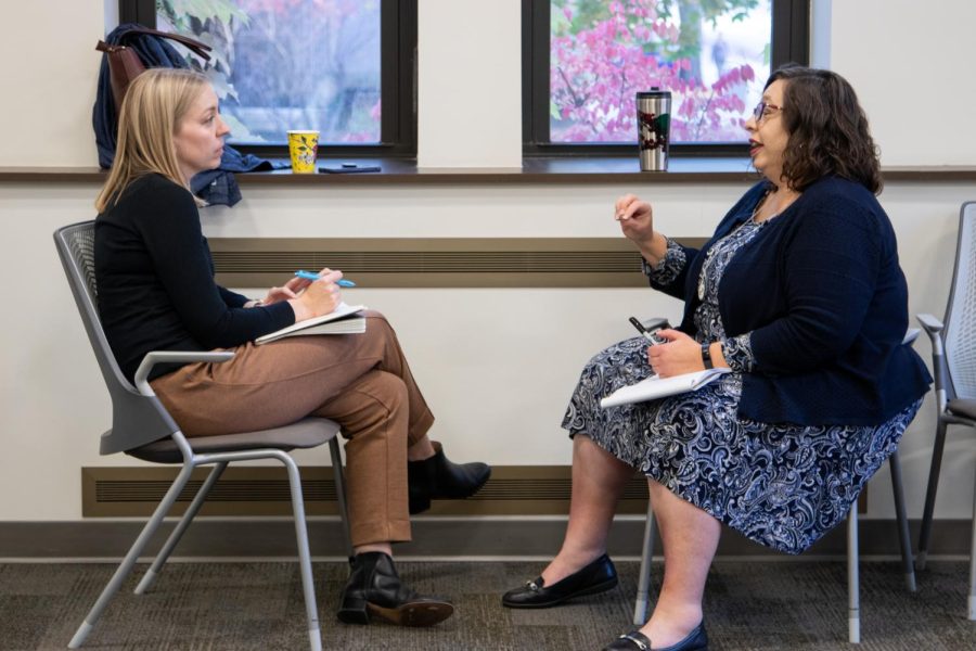 Faculty engage in a story exchange to learn more about each other and how to relate that to their own lives.