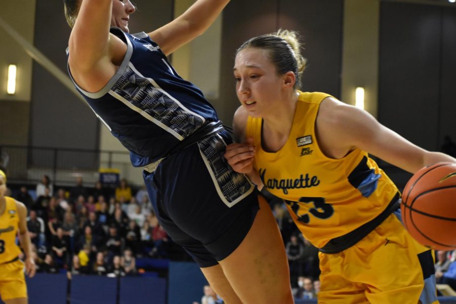 Senior guard Jordan King recorded her 12th 20 or more point performance in Marquette women's basketball's win over Georgetown Feb. 4.  