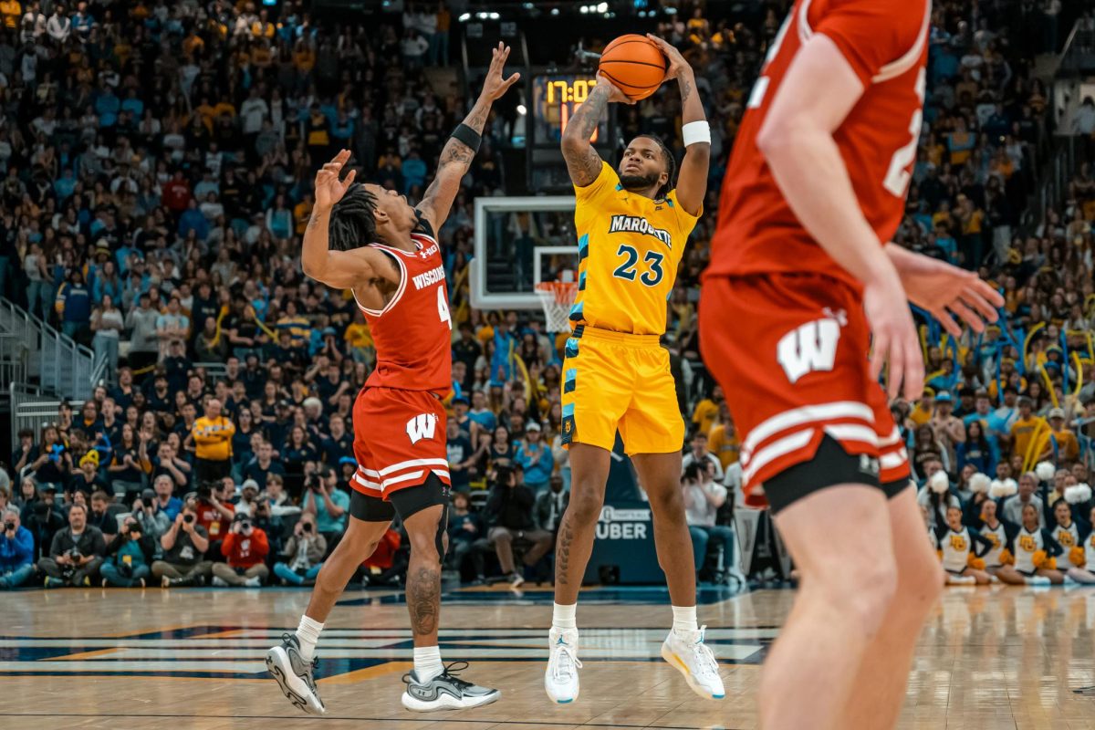 Senior forward David Joplin scored 13 points Saturday afternoon in Marquette's 88-74 over No. 11 Wisconsin (Photo courtesy of Marquette Athletics).